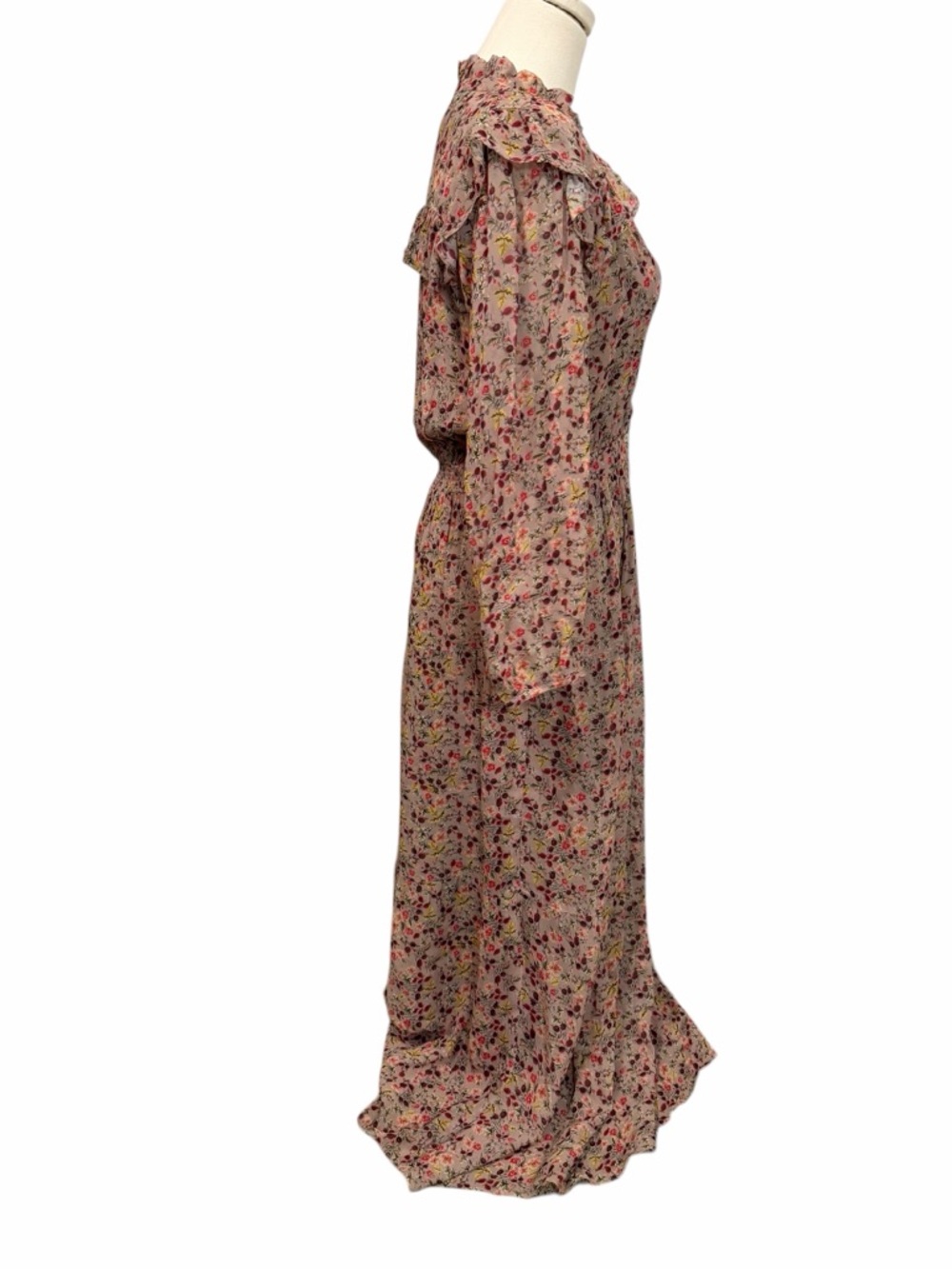 Ba&sh Maggie Ruffled Floral-Print Crepon Midi Dress Pink Size Small Milkmaid - Picture 4 of 14